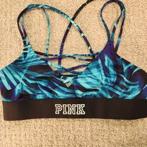 Victoria Secret Pink Ultimate Unlined Strappy Sports Bra Size S/P Blue